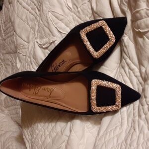 Sam Edelman Black Flats with Gold Buckle